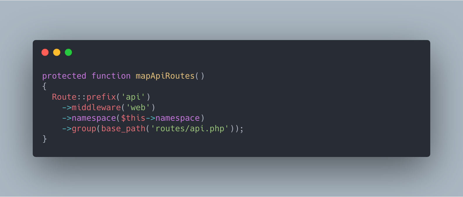 Screenshot of Laravel route service provider