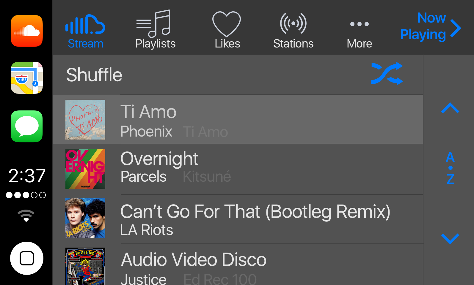 SoundCloud App for Apple CarPlay. I live in Los Angeles and we do a LOT