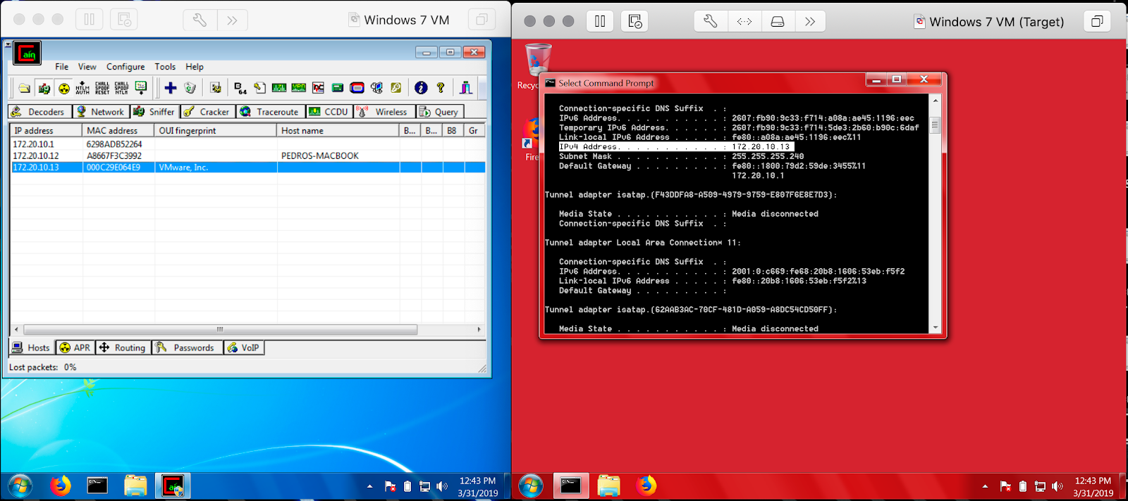 Address Resolution Protocol Poisoning And Detection Using Cain