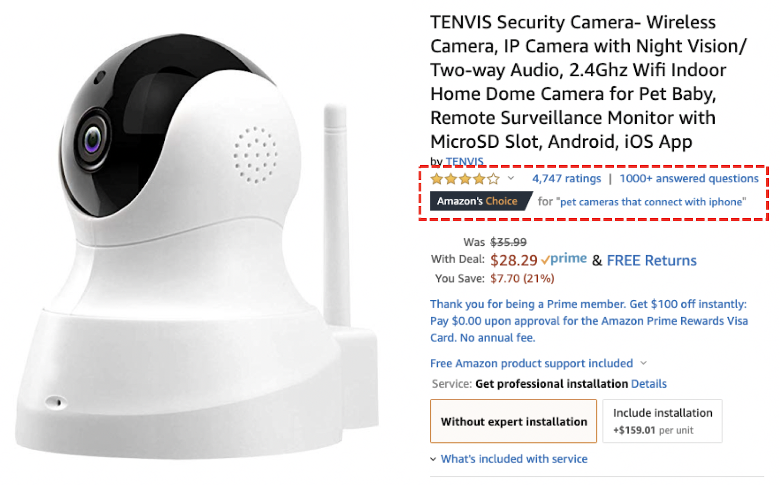 tenvis camera amazon