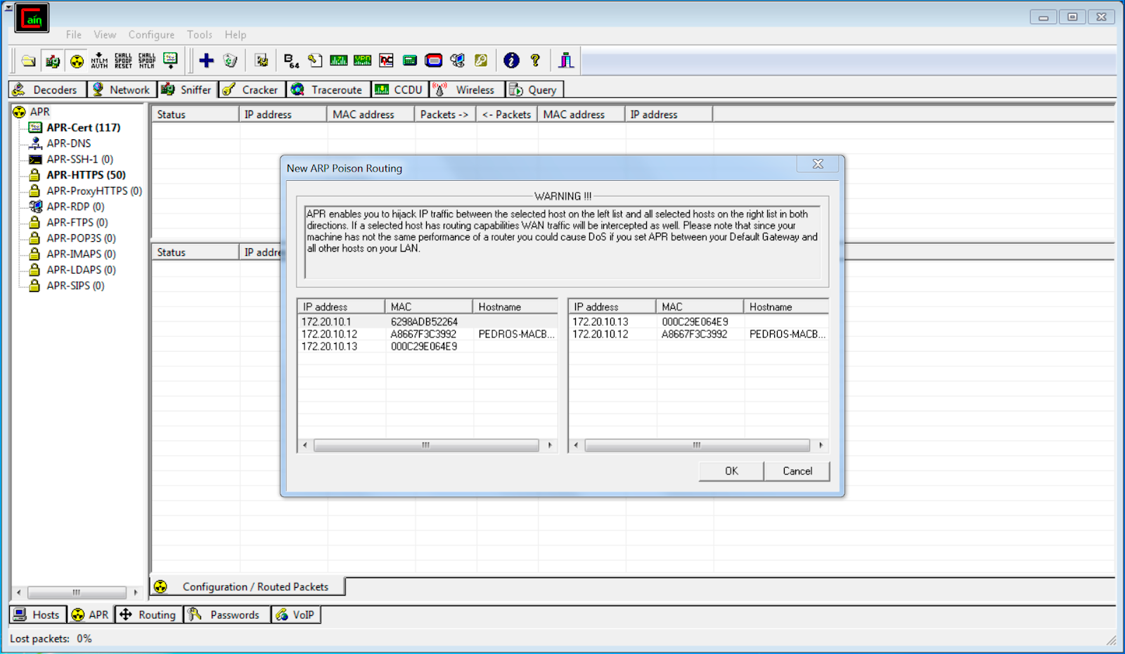 Address Resolution Protocol Poisoning And Detection Using Cain