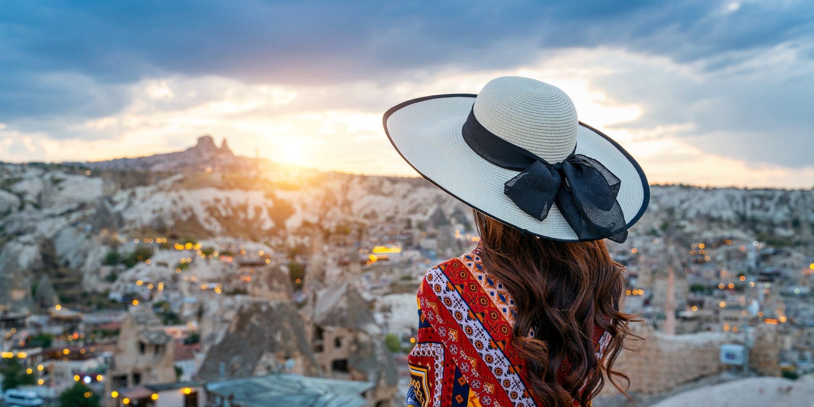 Sunset at Goreme Town in Cappadocia, Turkey