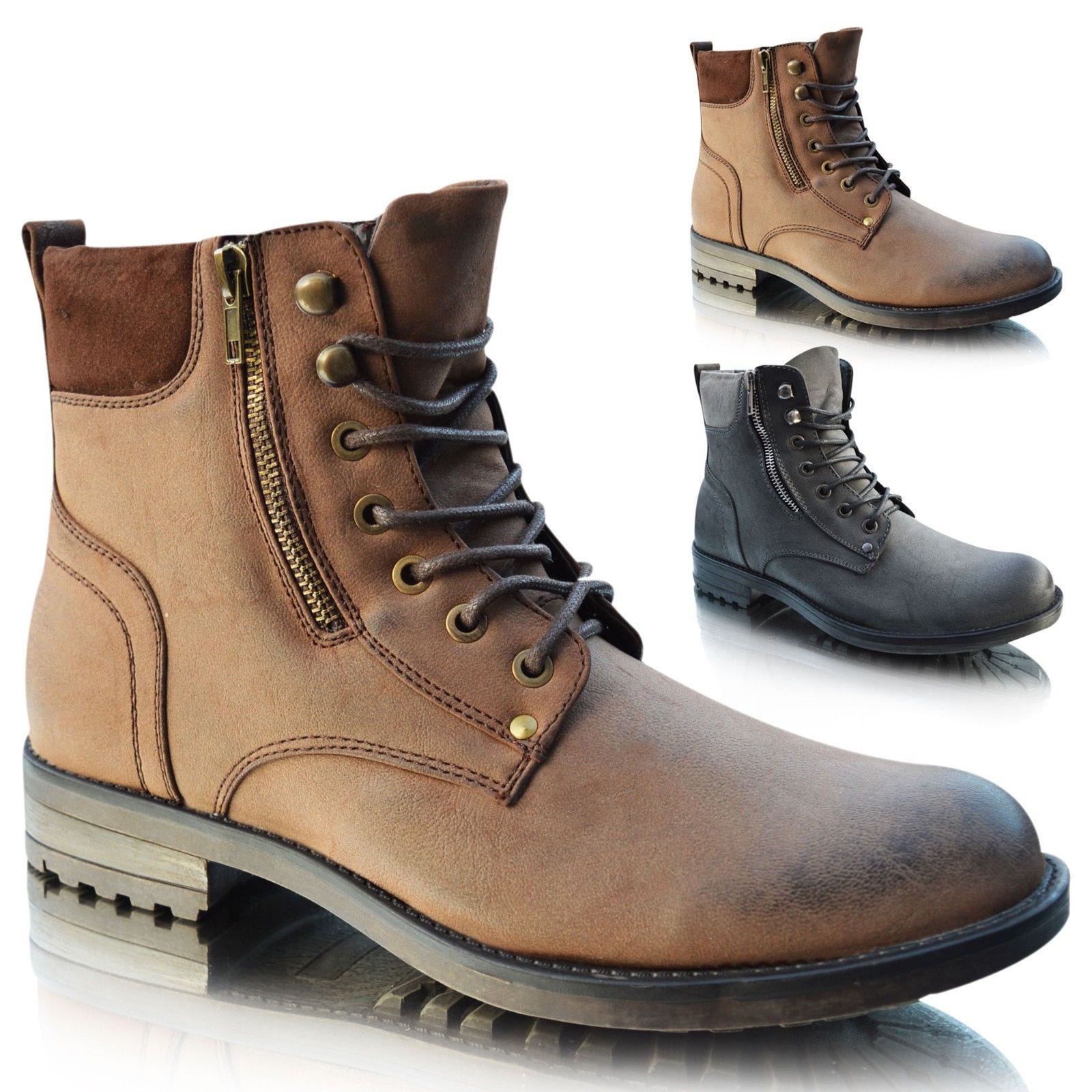 military zip up boots