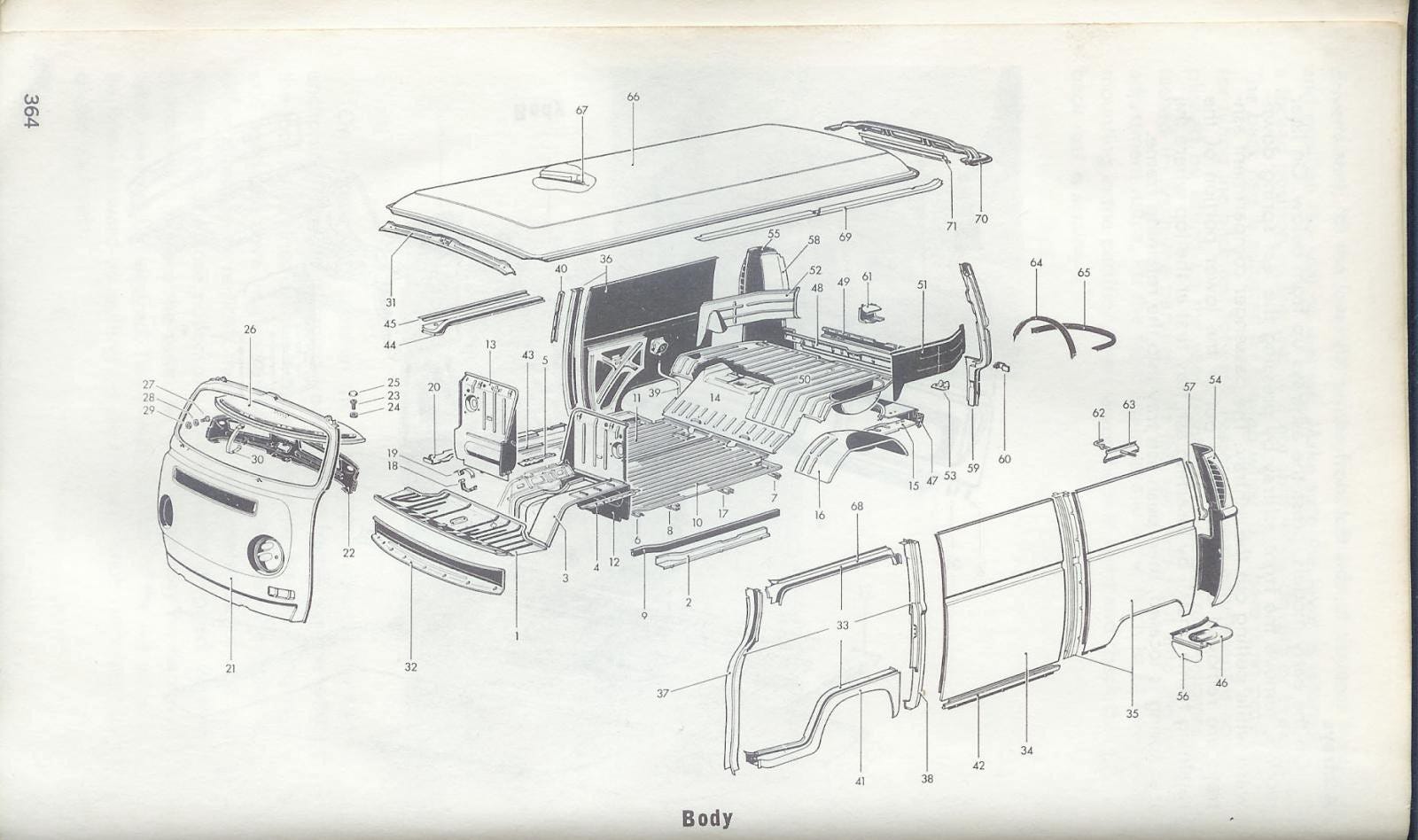 Exploded diagram (aftermarket) of a ‘68–’71 VW Microbus