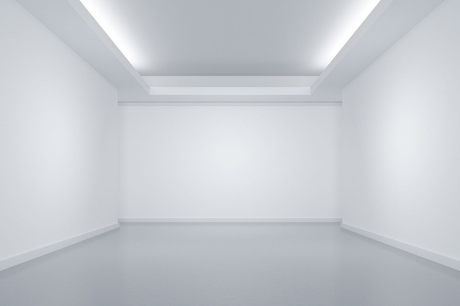 An empty white room.
