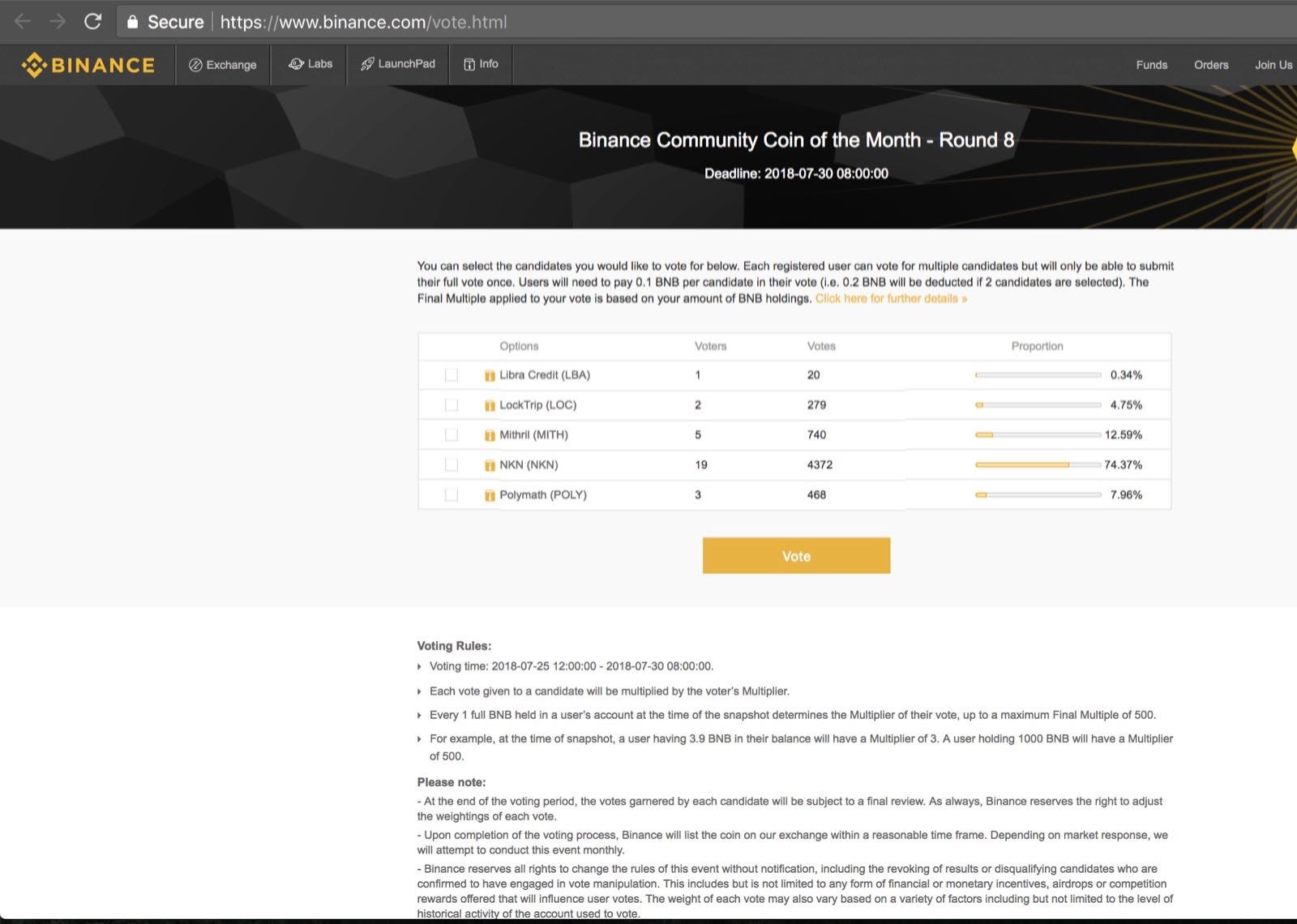 binance voting