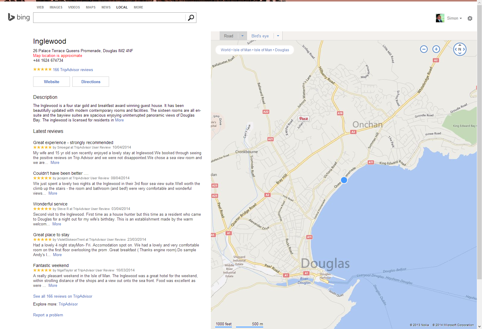 Hotels, Douglas, Isle Of Man. The Inglewood on Queen’s Promenade, in