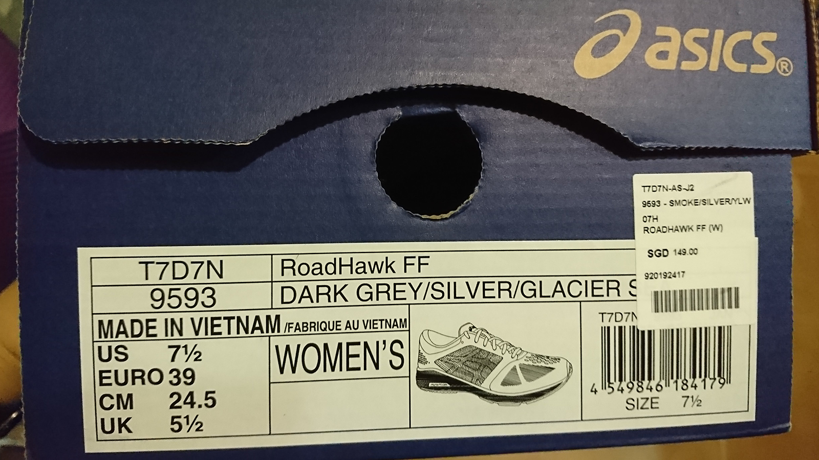 asics shoes box