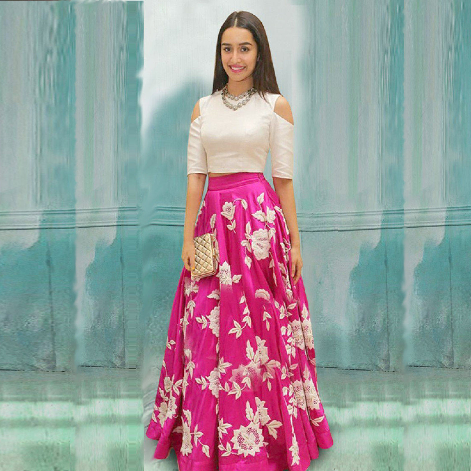crop top with long skirt