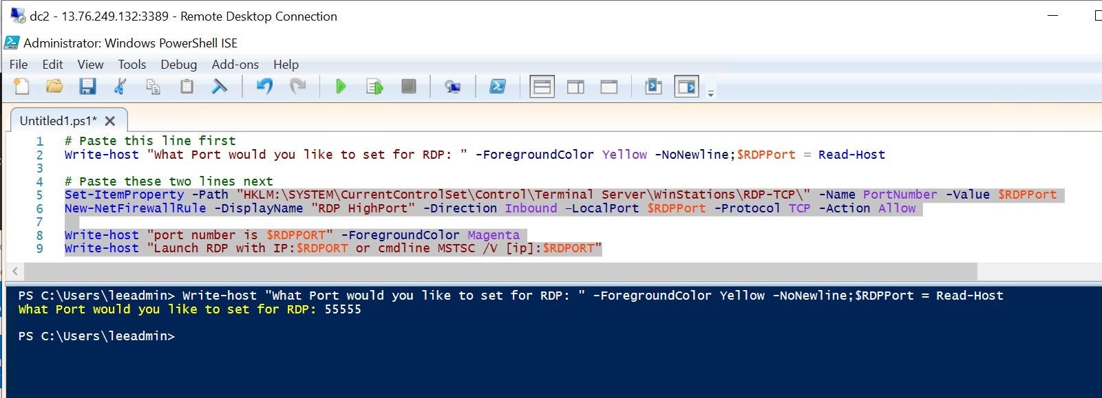 Azure rdp server
