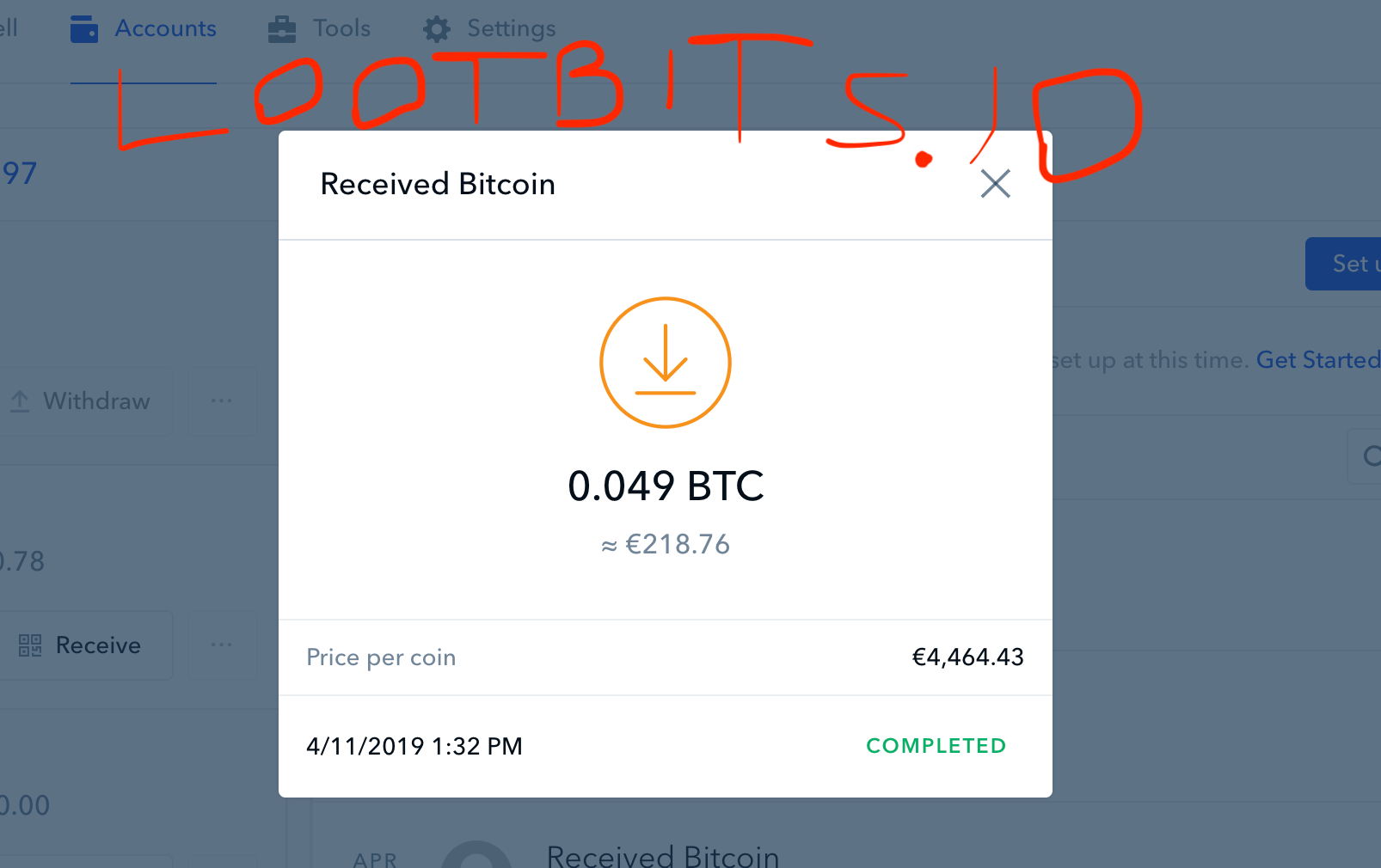 bitcoin payout proof