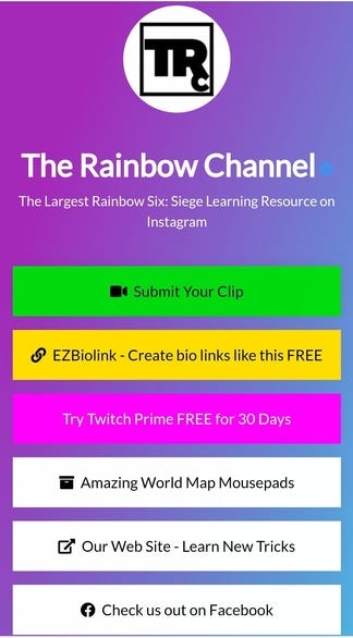 Create a beautiful landing page for your Instagram bio link at EZBiolink