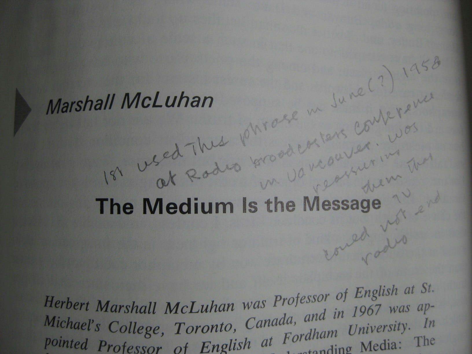 The Etymology of Marshall McLuhan’s ‘The Medium is the Message.’