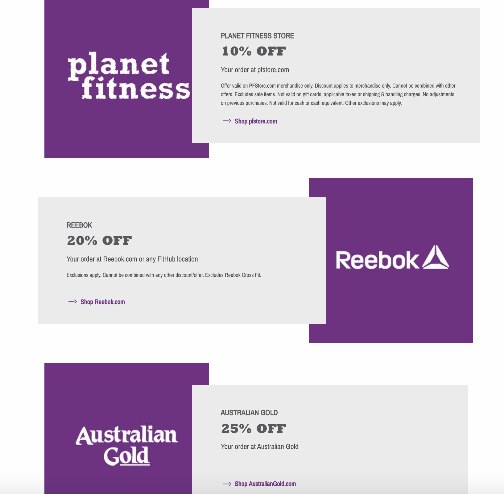 reebok discount with planet fitness