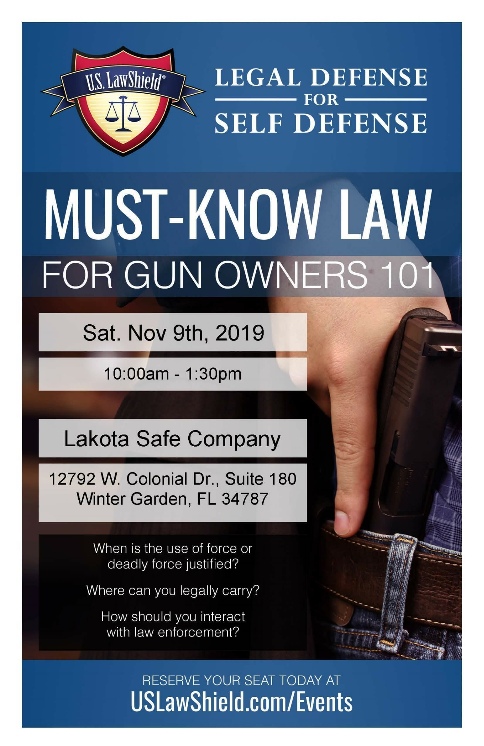 Must Know Gun Laws For Gun Owners 101 Us Law Shield Seminar Nov