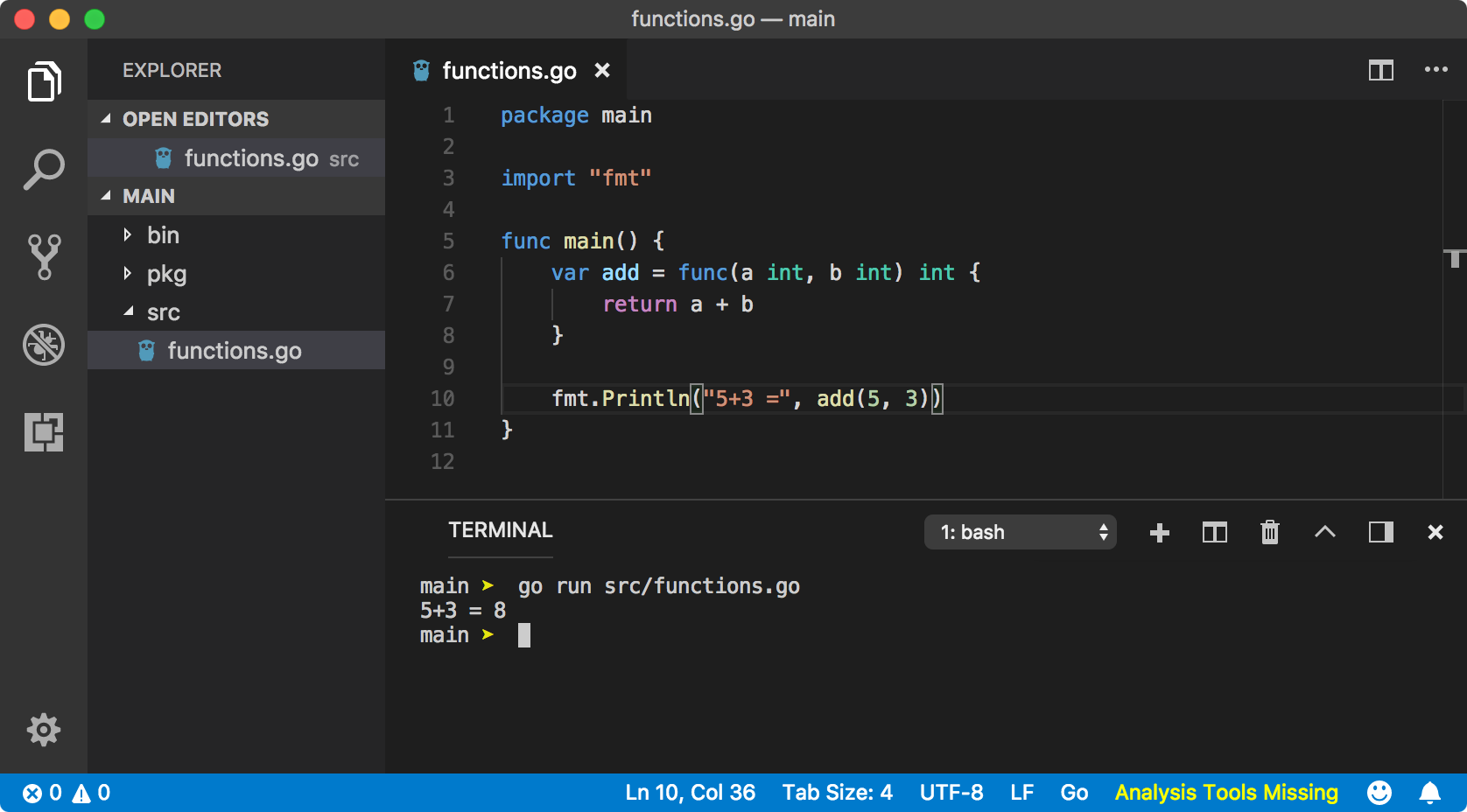 The anatomy of Functions in Go. Like JavaScript, functions in Go are ...