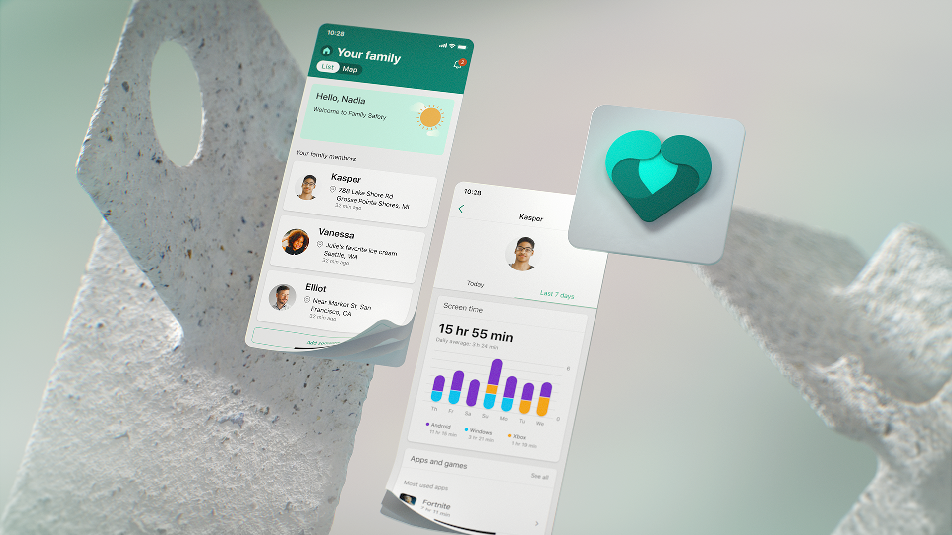 Family Safety app UI- עיצוב האופיס החדש
