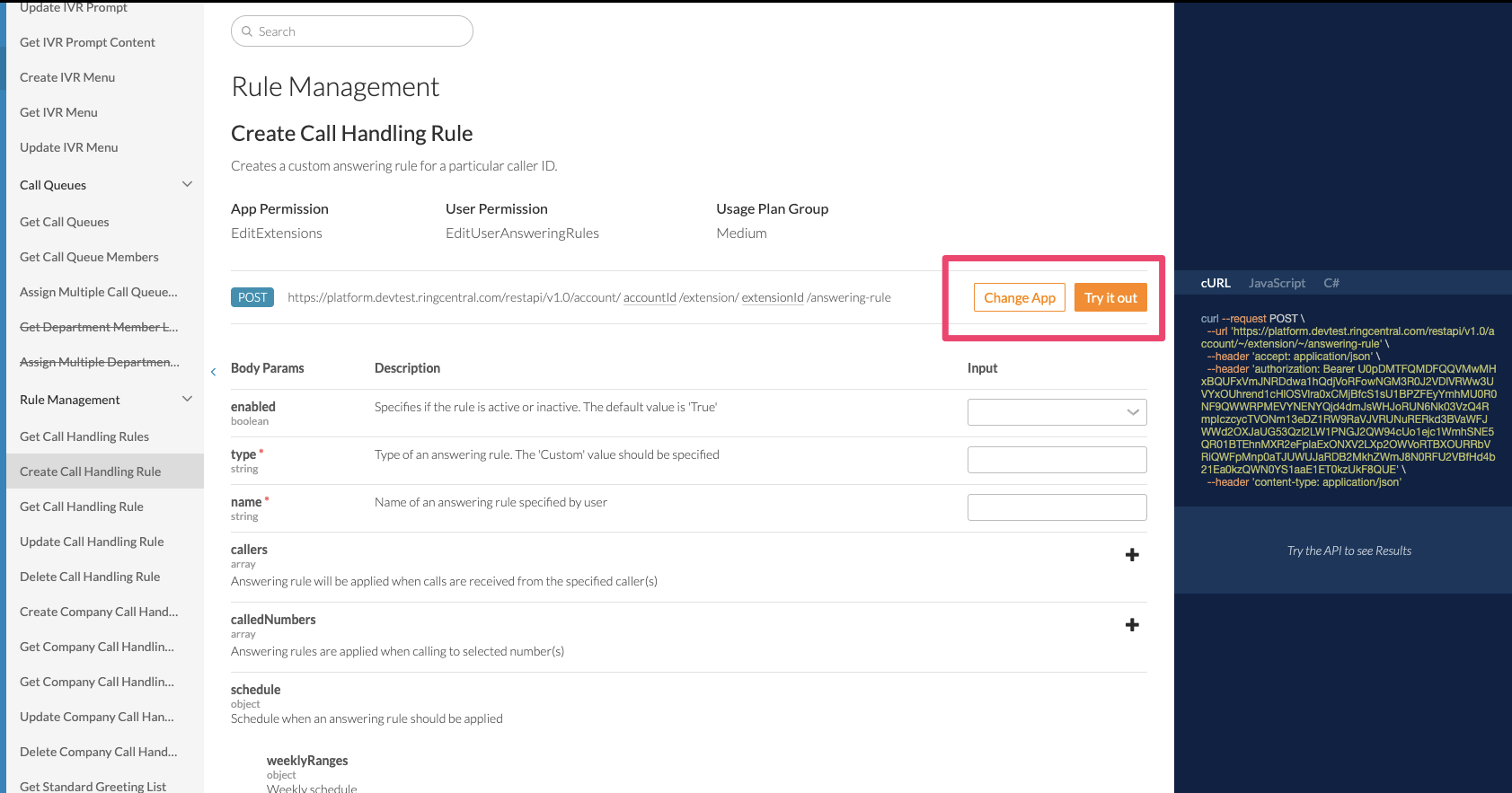 Create Custom Answering Rules using RingCentral API