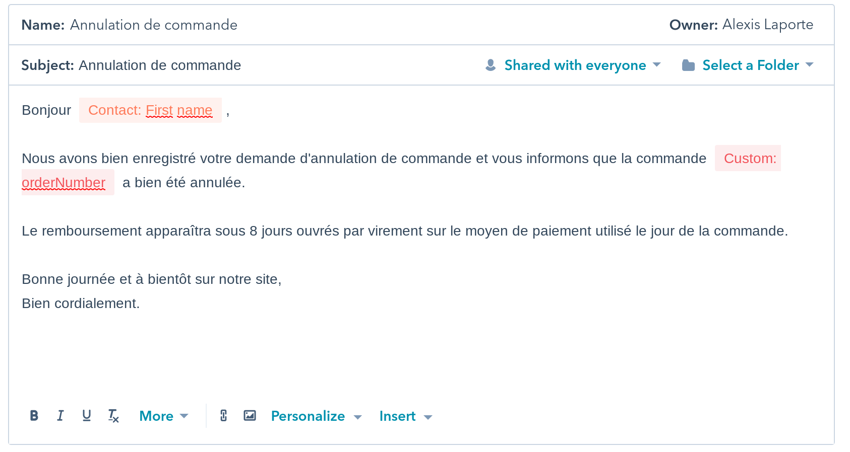 Email Template, réponsetype, modèle de réponse.. comment surveiller