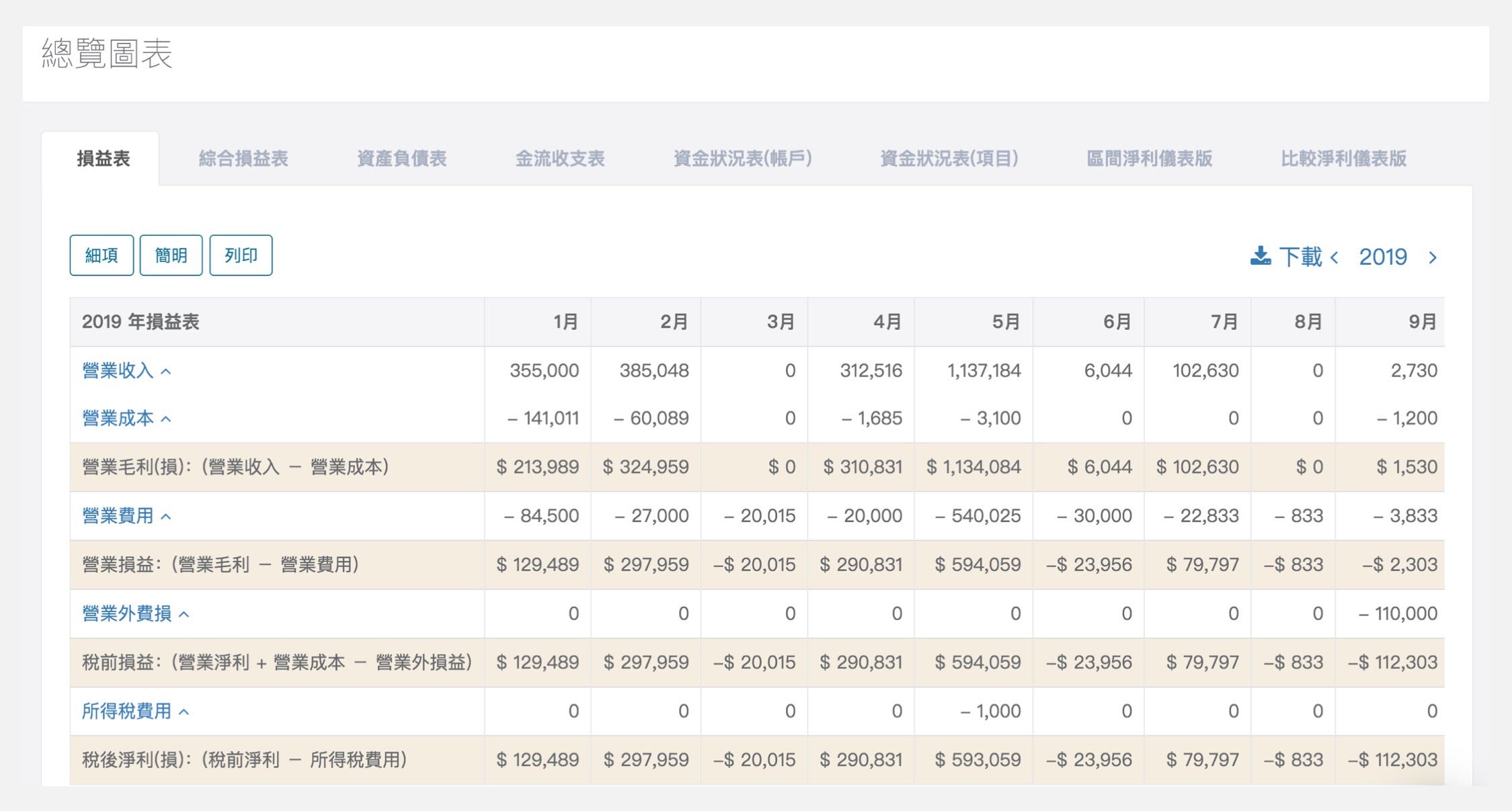 NexTrek 損益表