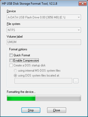 hp usb drive format tool