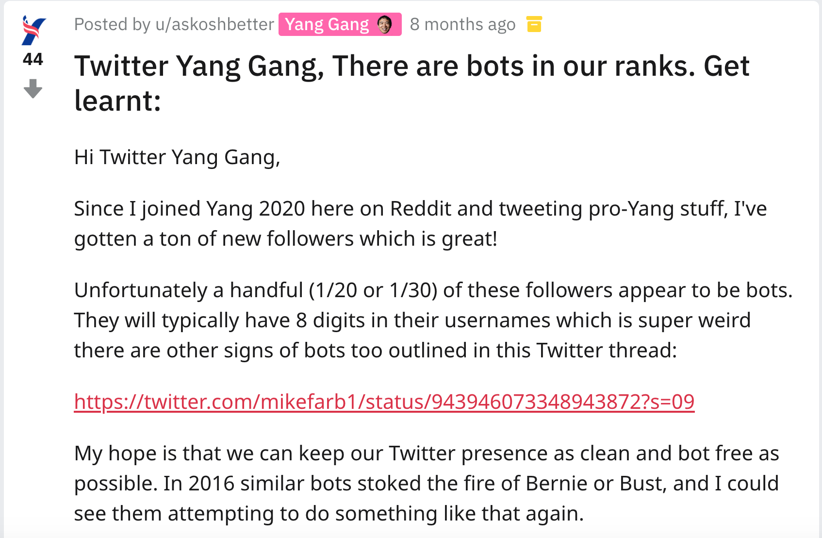 The Yang Gang And Its Bots While Looking For Something Else I Fell By Marianne Bellotti Medium