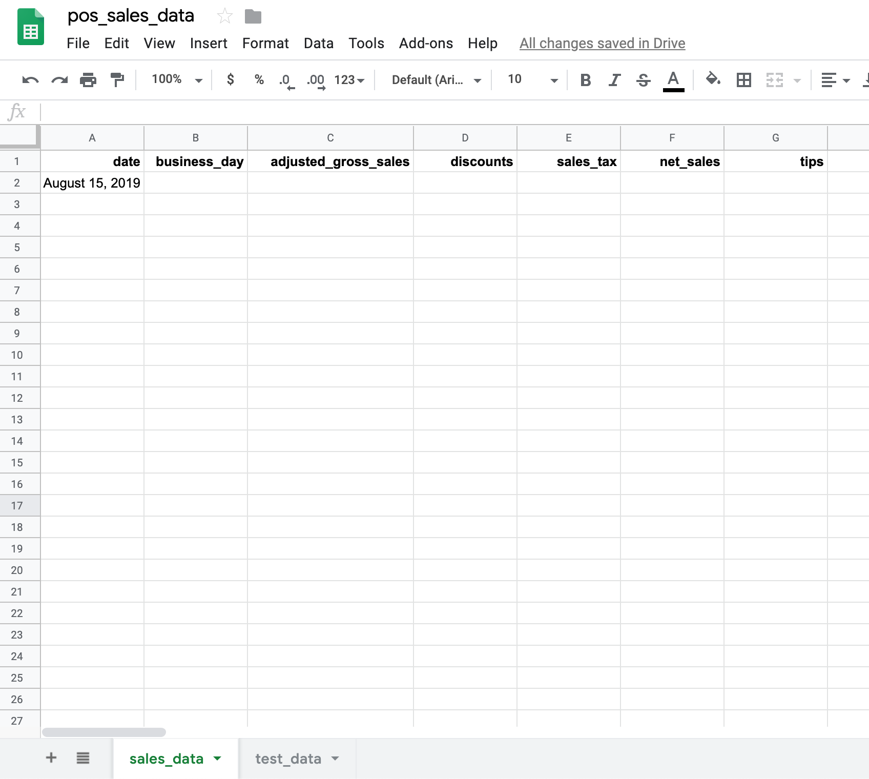 Automating Workflows > POS Data to Google Sheets using an Apps Script