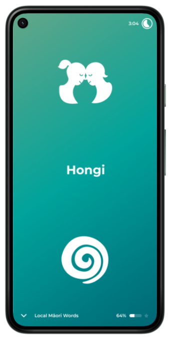 Phone with two people next to each other and text that says “Hongi”