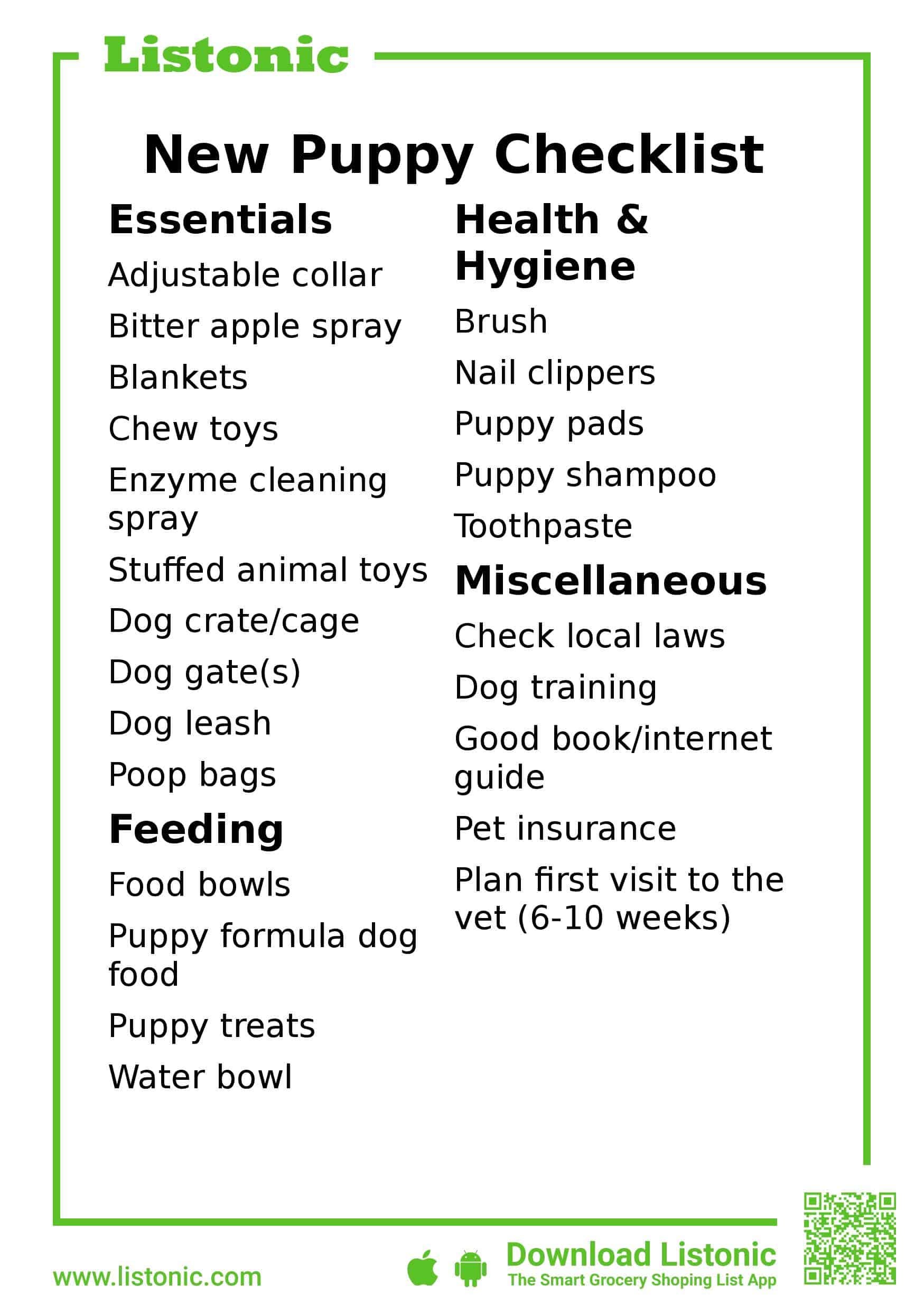 new puppy supplies