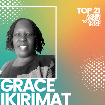 Image of Grace Ikirimat against a colorful backdrop.