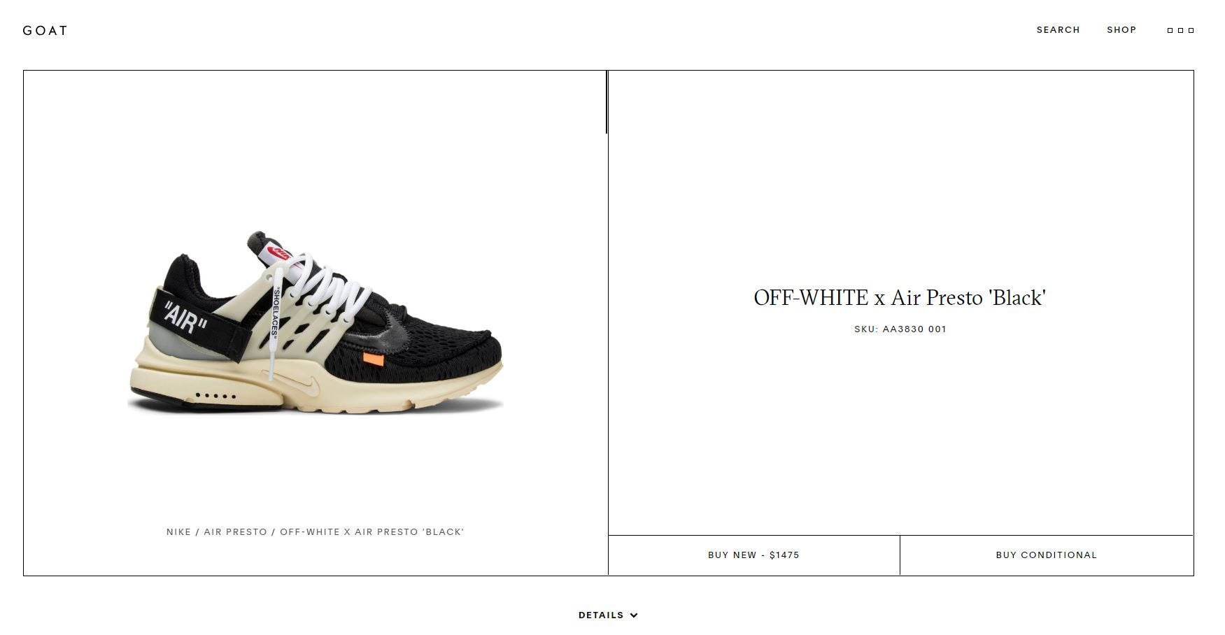 goat off white presto
