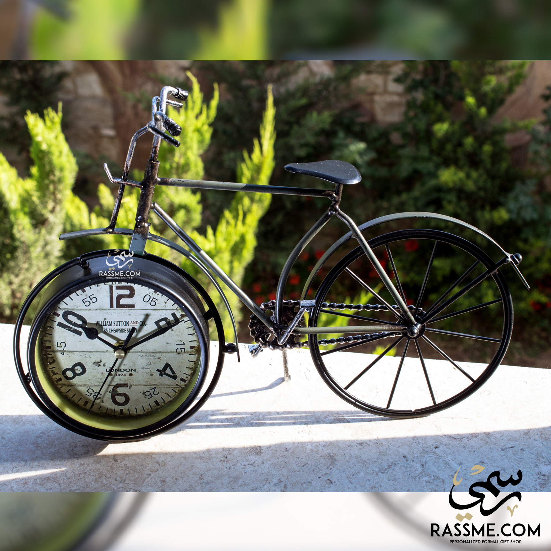 Desk Clock Metal Bicycle Rassme Medium