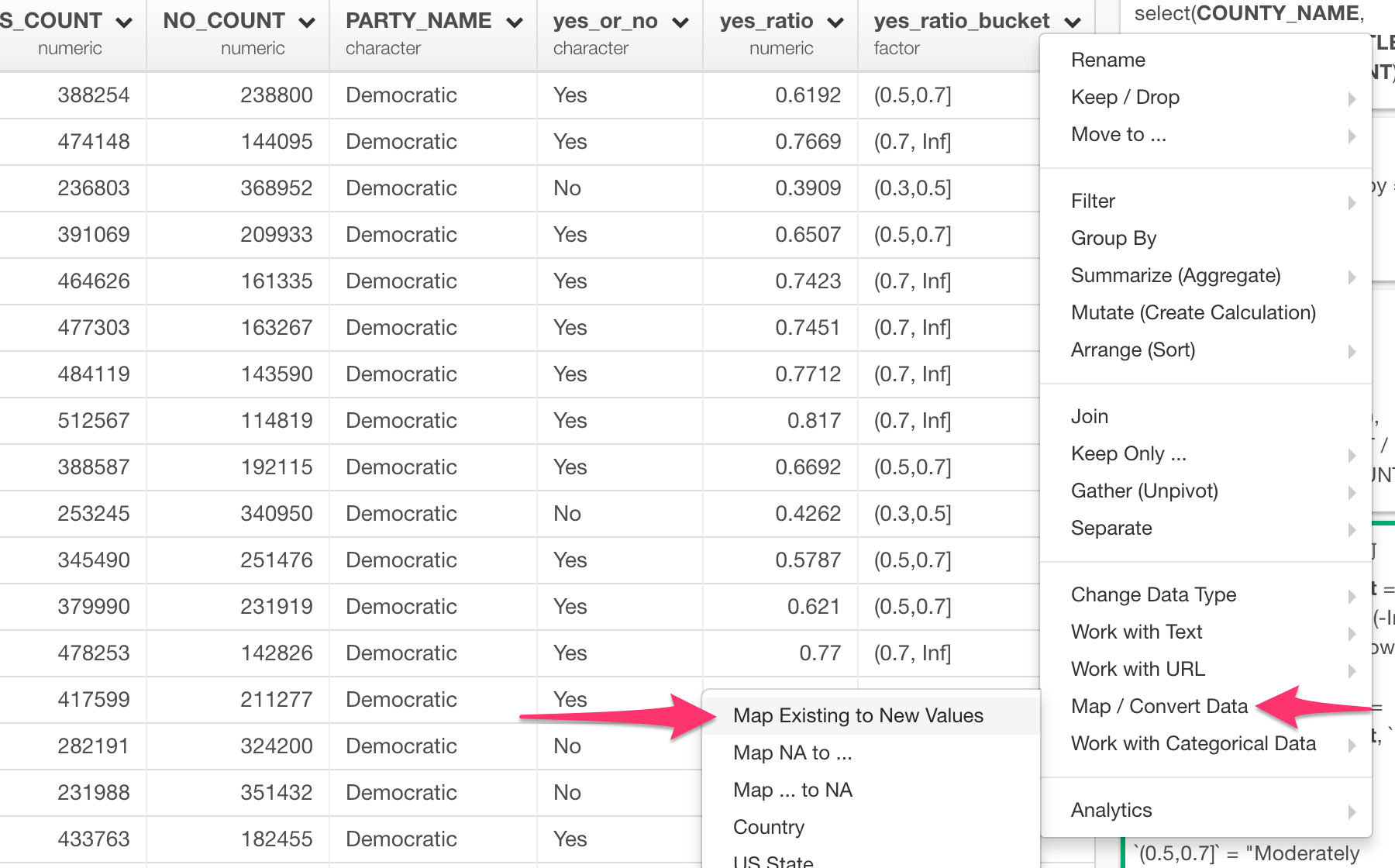 Creating Buckets or Clusters for Numeric Column Values in Exploratory