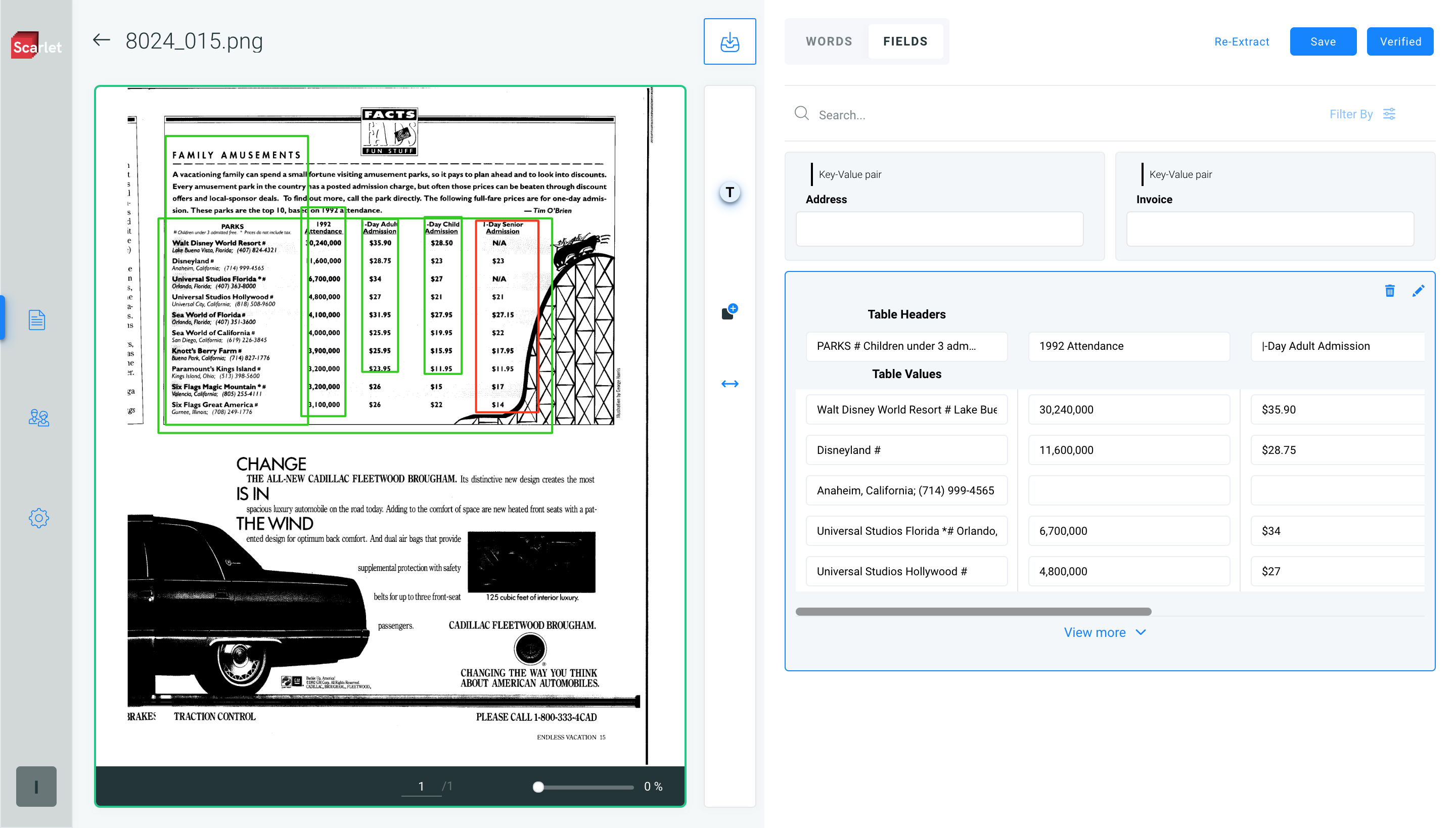 A screenshot depicting the automated document classification feature