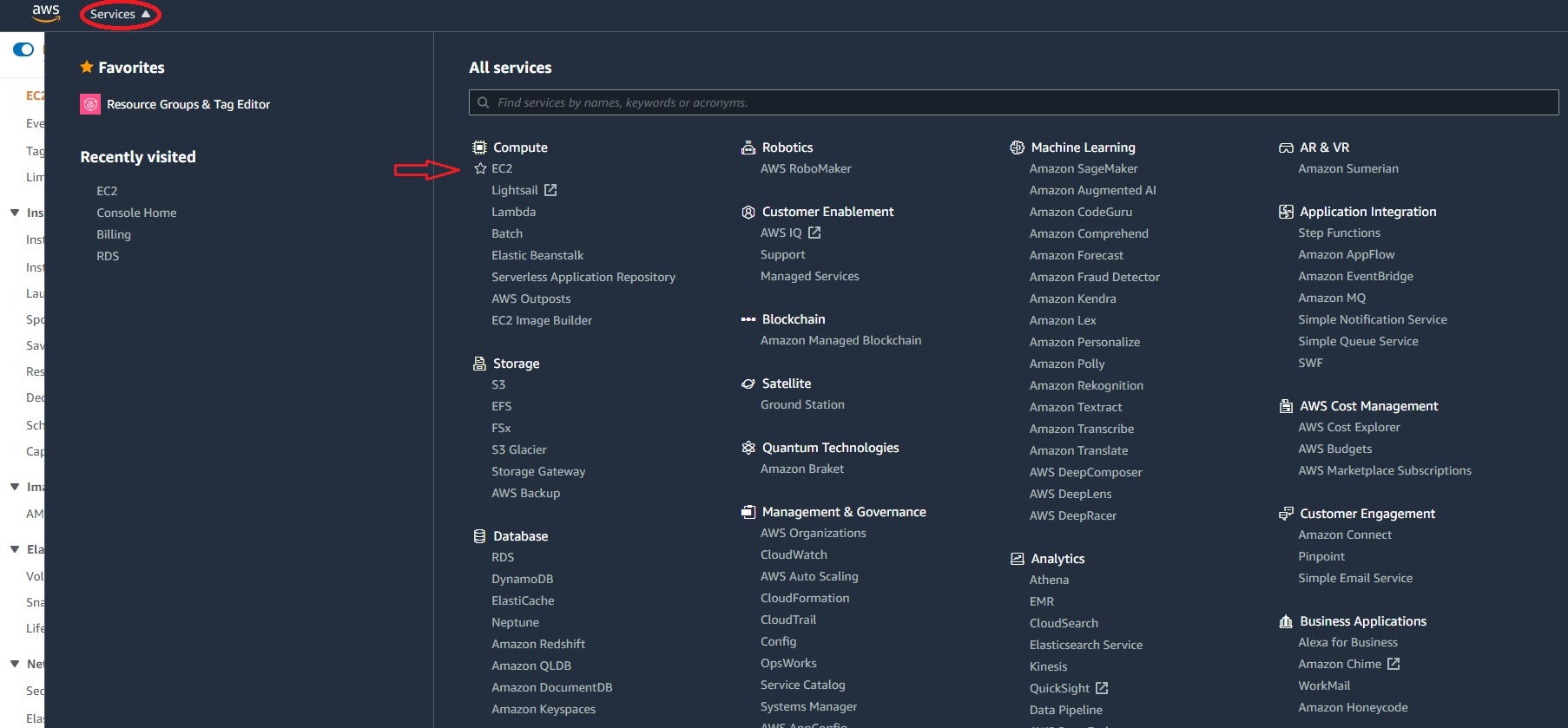 AWS EC2 services