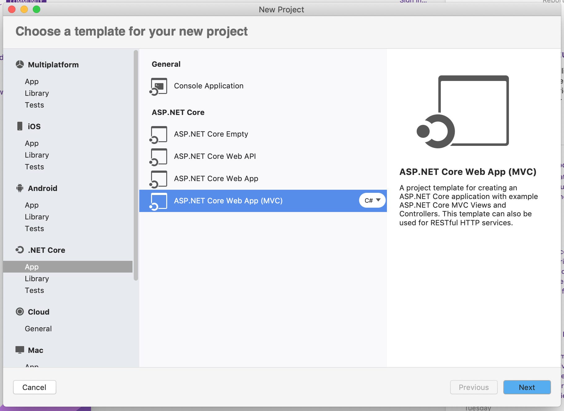Asp.net core mobile service with visual studio for mac