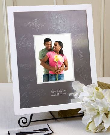 Modern Block White Signature Frame Carrie Leonardo Medium