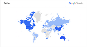 Google trends chart for "Tether"