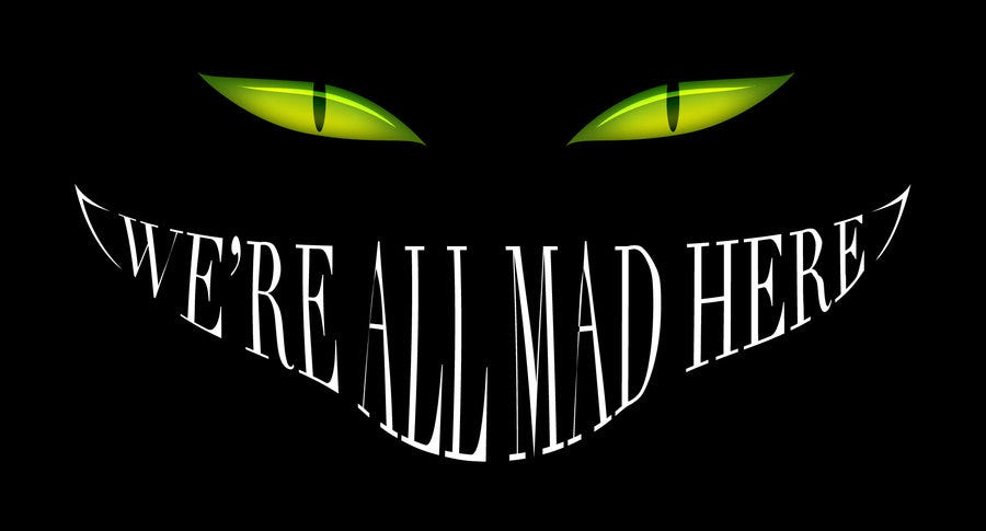 We Are All Mad Down Here We're All Mad Here. Down The Rabbit Hole Through The Doors… | By Johanna Lynn | Metaphysical Musings | Medium We Are All Mad Down Here We're All Mad Here. Down The Rabbit Hole Through The Doors… | By Johanna Lynn | Metaphysical Musings | Medium