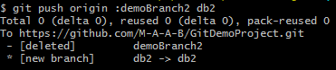 Screenshot of Git command to rename remote branch