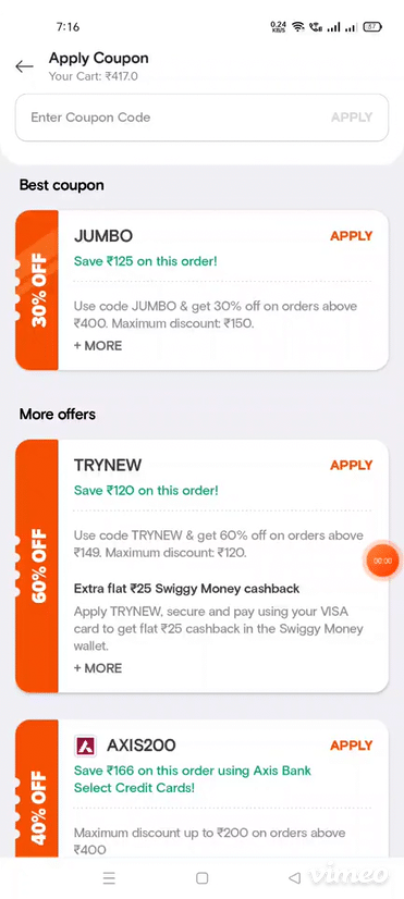 Swiggy 20 off coupon