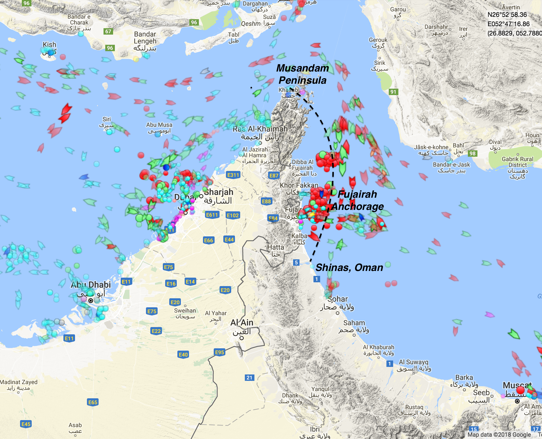 Where is the strait of hormuz on a map