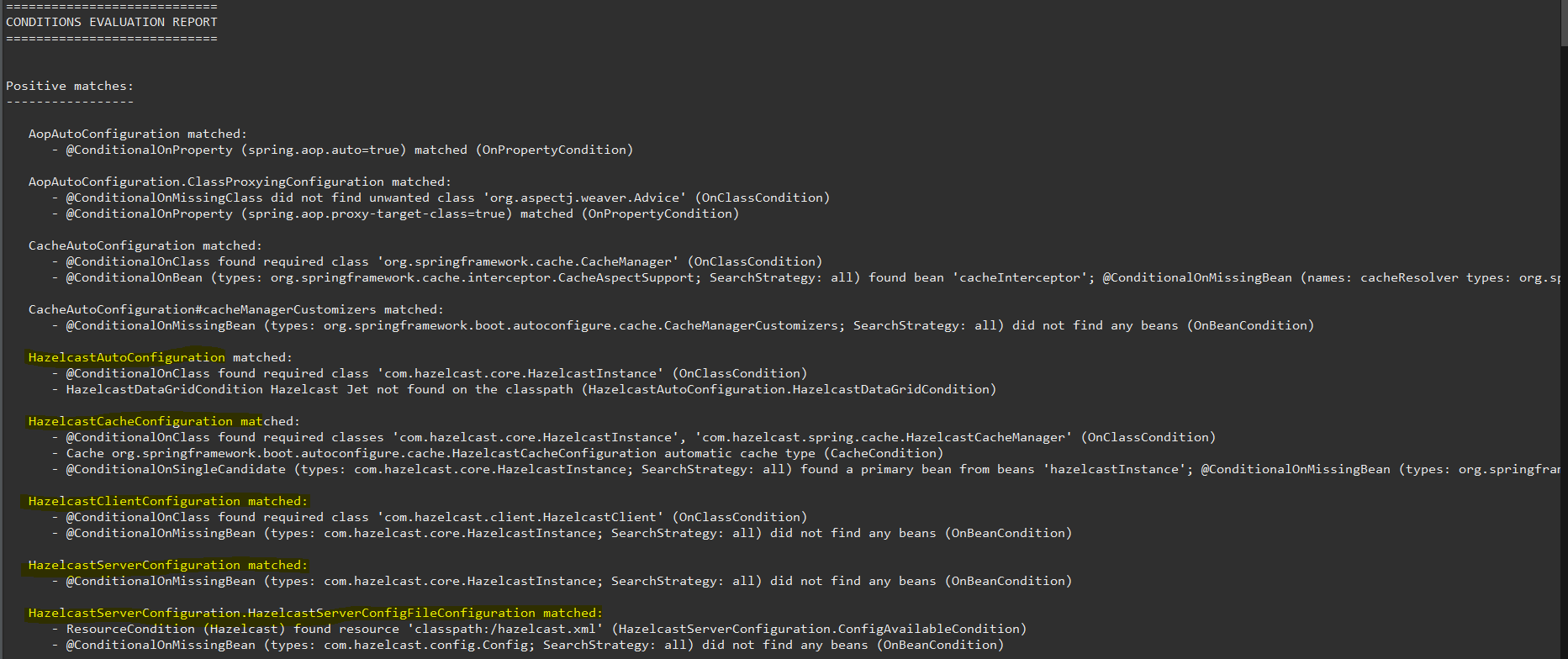 conditions evaluation report spring boot