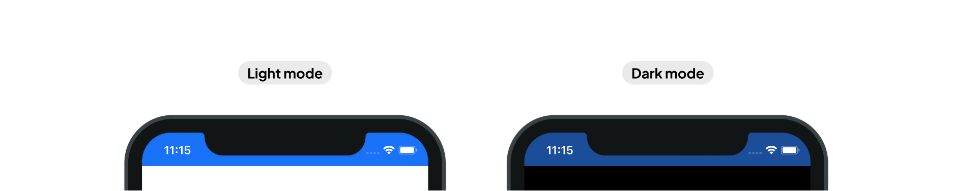 Example of the statusbar background color in light and dark mode