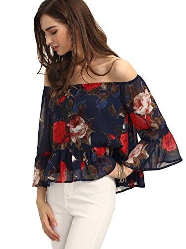 navy chiffon blouse