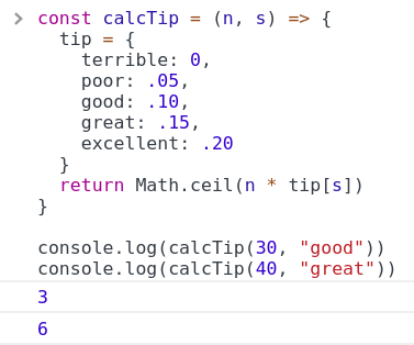Javascript Tip Calculation Math Ceil Hash Table