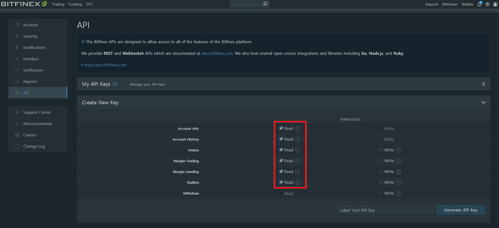 Bitfinex] Medium API - Key retrieve to - Clay How