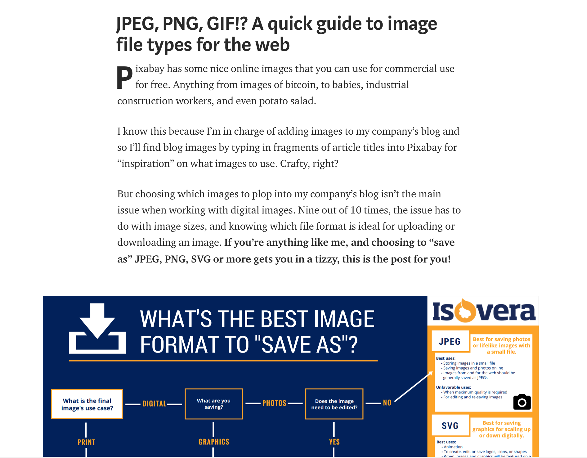 Jpeg Png Gif A Quick Guide To Image File Types For The Web Infographic By Isovera Staff Isovera Medium