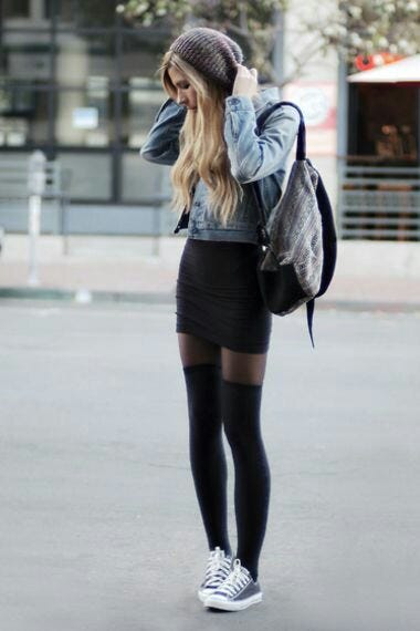 KNEE HIGH SOCK AND CONVERSE SNEAKERS 