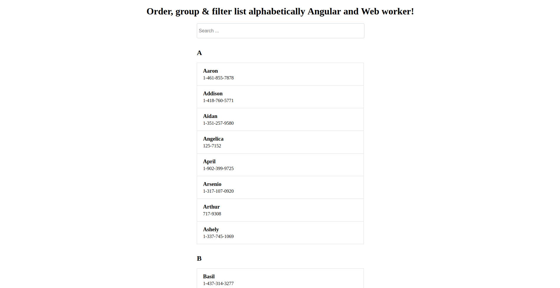 Order, group & filter list alphabetically with Angular and Web worker | by  Sabyasachi Patra | Medium